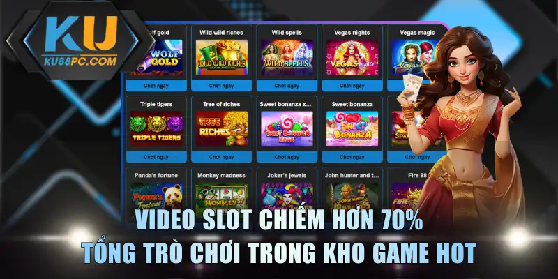 Video Slot chiếm hơn 70% tổng trò chơi trong kho game hot